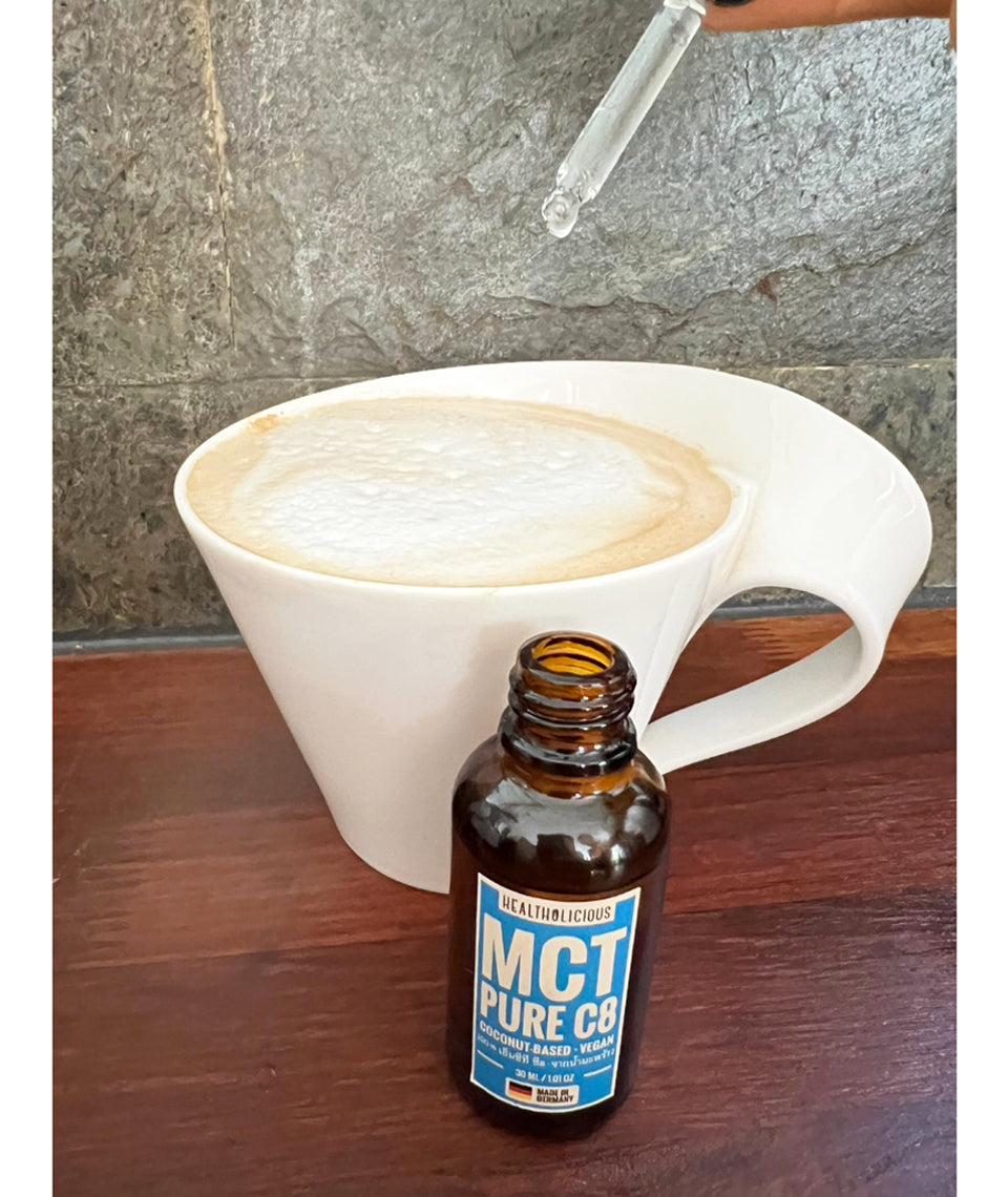 PURE C8 MCT Oil (sourced from coconut only, made in Germany) - Healtholicious One-Stop Biohacking Health Shop