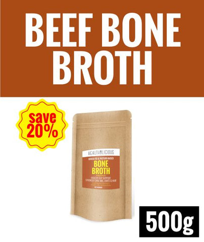 Image of Pasture-Raised Beef Bone Broth Powder [500g] - Healtholicious One-Stop Biohacking Health Shop