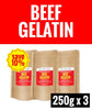 Pasture-Raised Beef Gelatin Powder [3 Packs x 250g] - Healtholicious One-Stop Biohacking Health Shop
