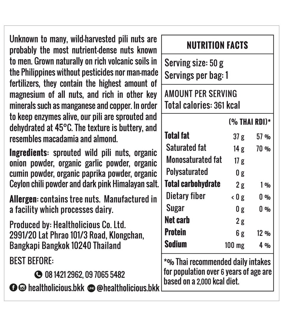 Wild-harvested sprouted pili nuts 50g - Healtholicious One-Stop Biohacking Health Shop