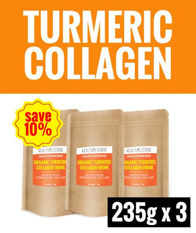 Organic Turmeric Collagen Drink [3 Packs x 235g] - Healtholicious One-Stop Biohacking Health Shop
